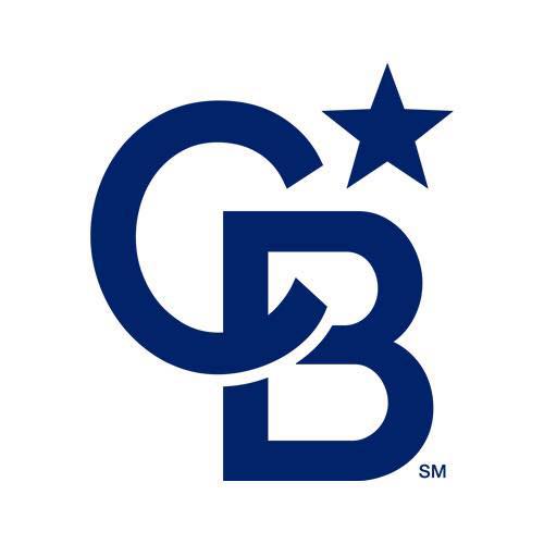 Coldwell Banker logo features a stylized blue 'CB' with a star above the 'B' on a white background.